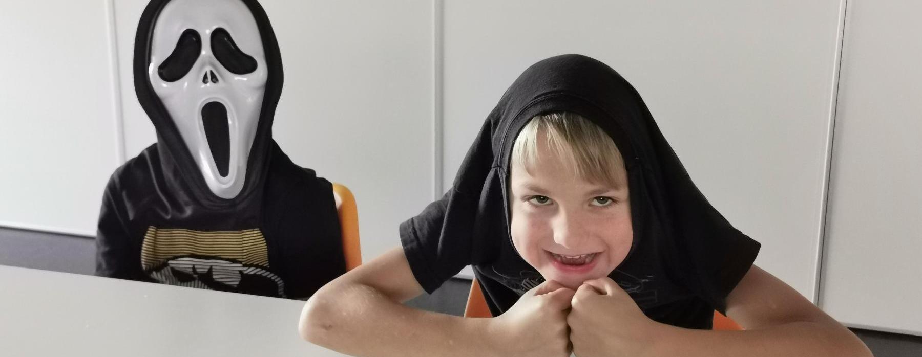 We are playing Halloween word games