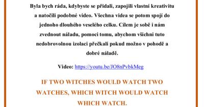 Závěrečné video z výzvy "Čarodějnice" (jak jsme zvládli anglický jazykolam)