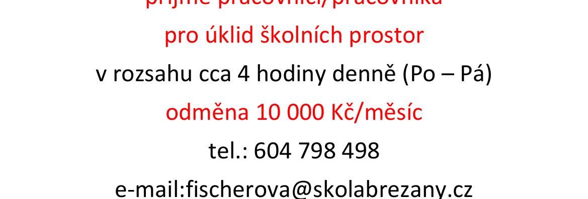 Přijmeme pracovnici/pracovníka pro úklid
