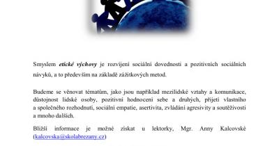 Etická výchova - nabízíme nový kroužek pro děti z 1. - 4. tříd
